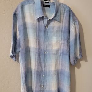 Nautica Blue Casual Button Down Shirt Gradient Style